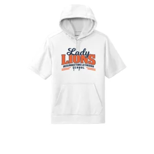Resurrection Lutheran Lady Lions Logo Adult Short Sleeve Hoodie