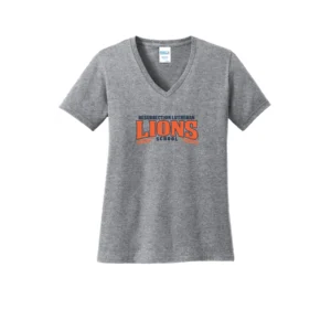Resurrection Lutheran Arched Lions Logo Ladies V-Neck